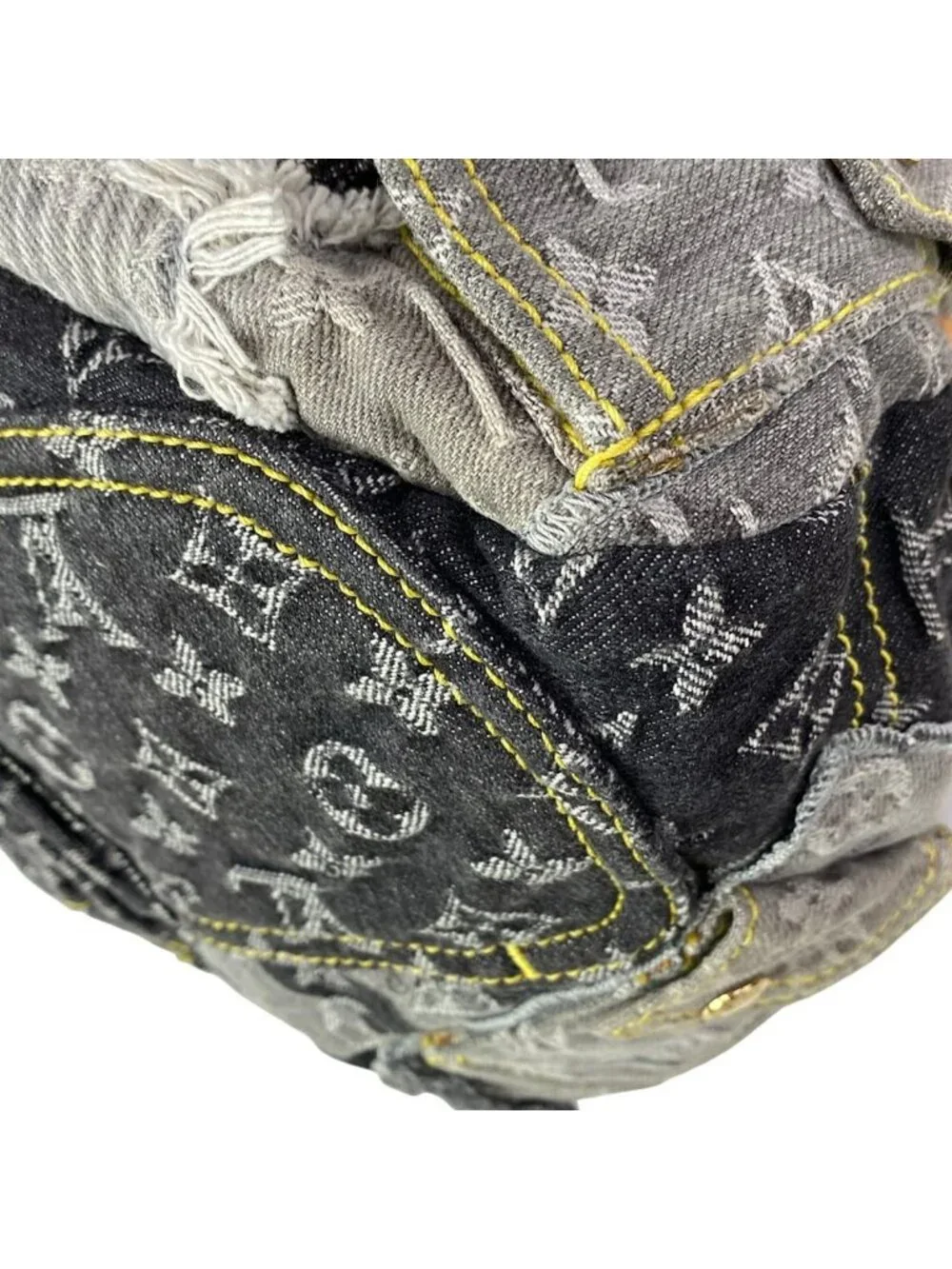 Louis Vuitton Shoulder Bag Monogram Denim Patchwork Bowie Black